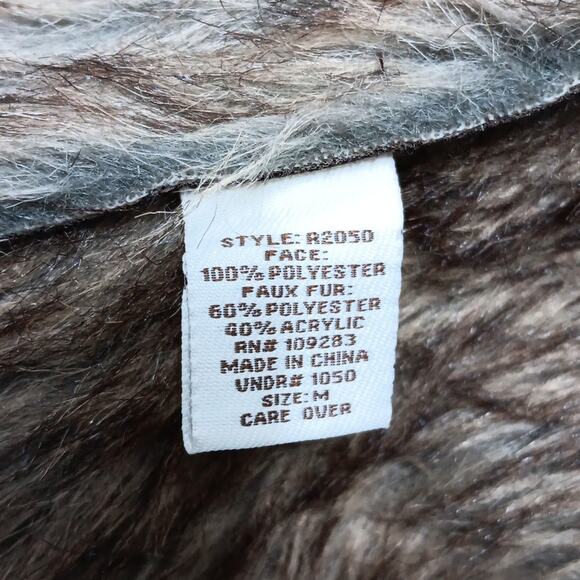 Vintage Havana Vest Womens Medium Vegan Leather Fur Lined Brown Boho‎ Retro - Picture 4 of 10